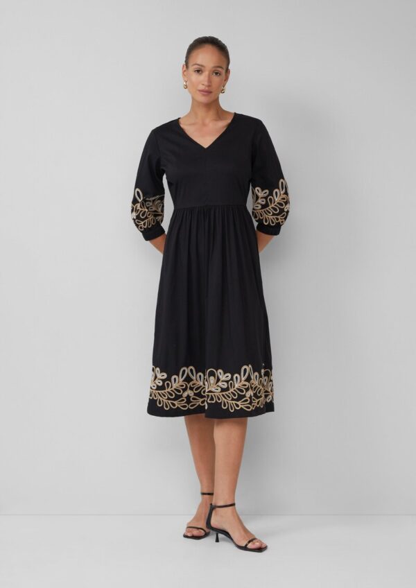 Popeline-Kleid mit Stickereien