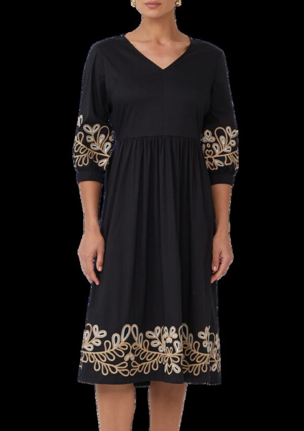 Popeline-Kleid mit Stickereien