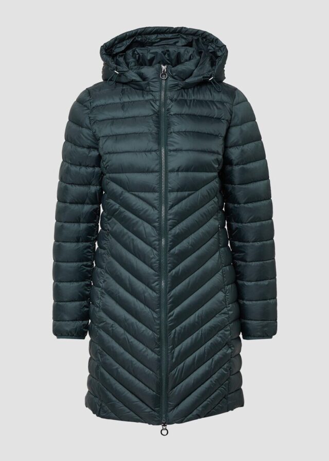 Packbarer leichter Mantel mit Zwei-Wege-Reißverschluss und abnehmbarer Kapuze