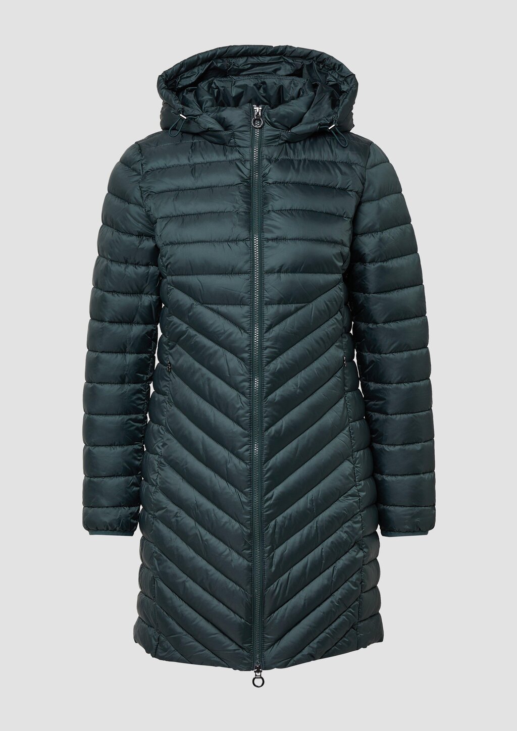 Packbarer leichter Mantel mit Zwei-Wege-Reißverschluss und abnehmbarer Kapuze