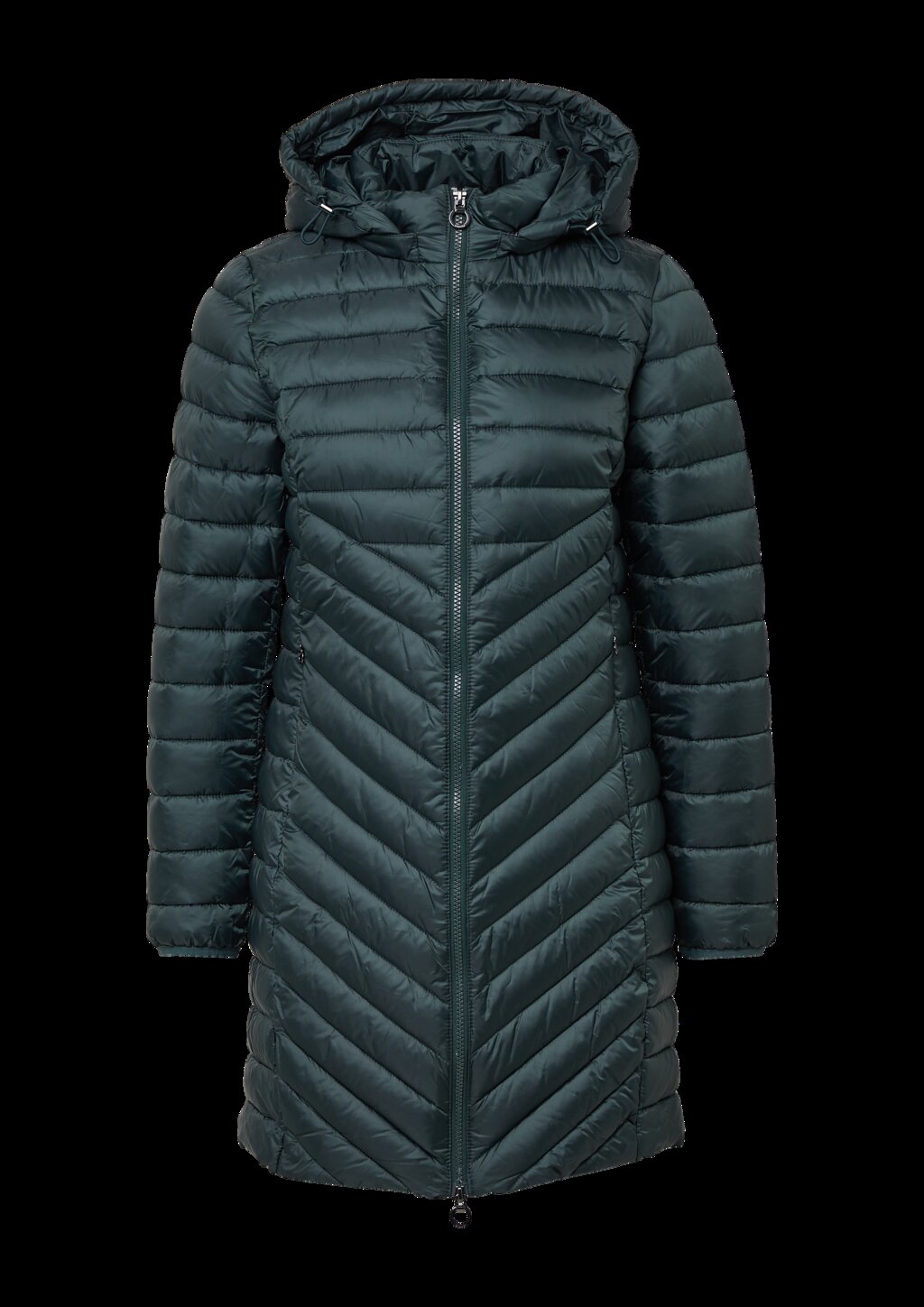 Packbarer leichter Mantel mit Zwei-Wege-Reißverschluss und abnehmbarer Kapuze