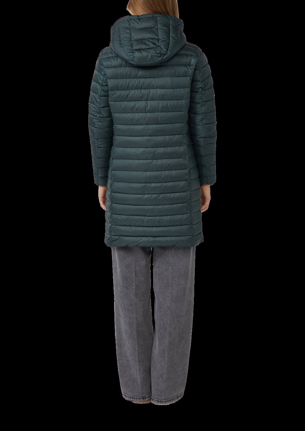 Packbarer leichter Mantel mit Zwei-Wege-Reißverschluss und abnehmbarer Kapuze