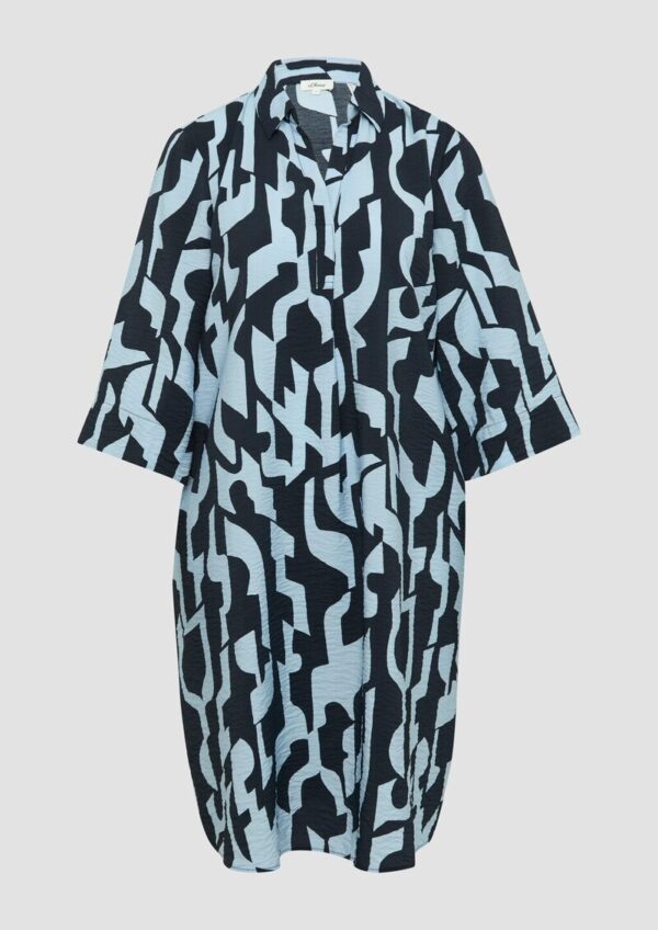 Strukturiertes Kleid aus Viskosemix mit Eingrifftaschen