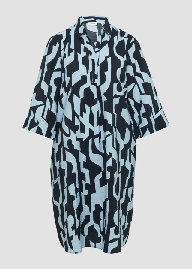 Strukturiertes Kleid aus Viskosemix mit Eingrifftaschen