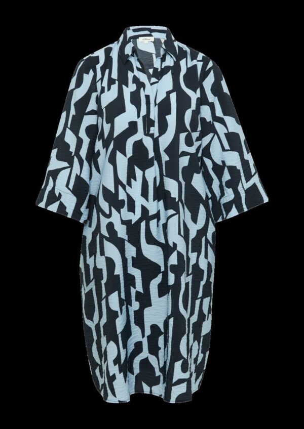 Strukturiertes Kleid aus Viskosemix mit Eingrifftaschen