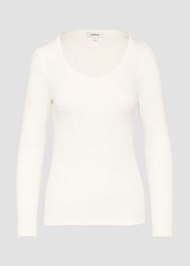 Feines Jersey-Longsleeve mit Rippstruktur