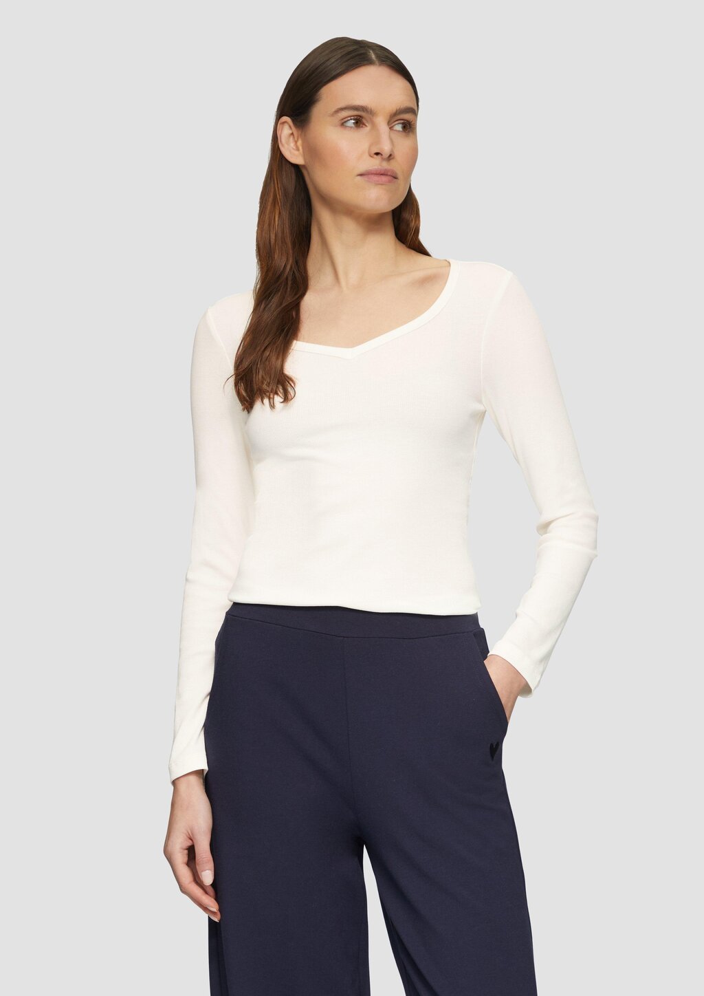 Feines Jersey-Longsleeve mit Rippstruktur