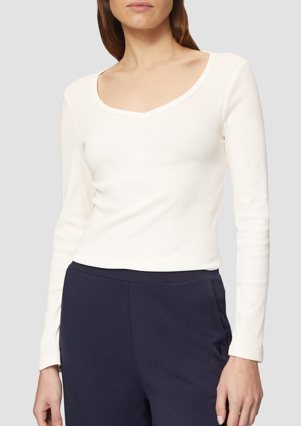 Feines Jersey-Longsleeve mit Rippstruktur