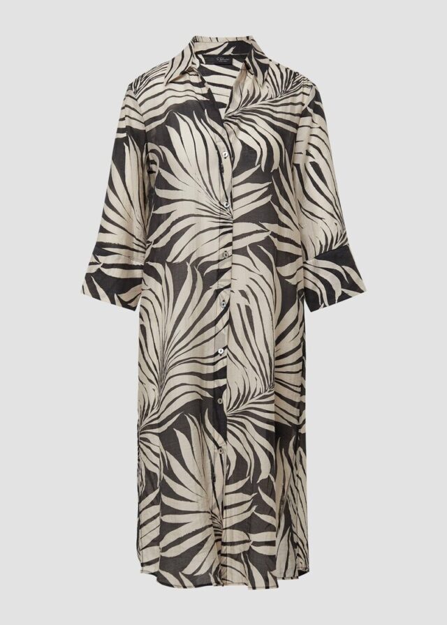 Semitransparente Longbluse mit All-over-Print