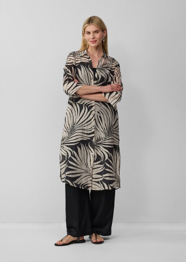 Semitransparente Longbluse mit All-over-Print