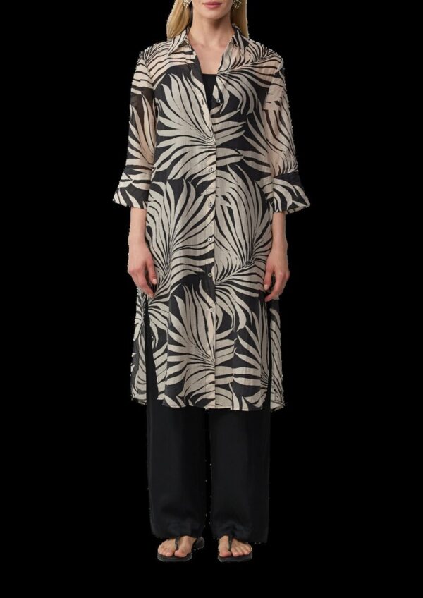 Semitransparente Longbluse mit All-over-Print