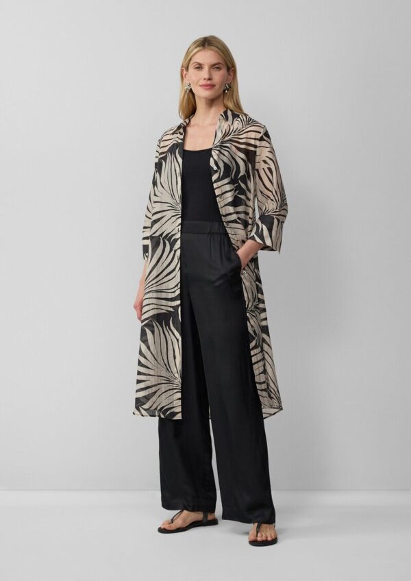 Semitransparente Longbluse mit All-over-Print