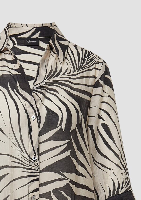 Semitransparente Longbluse mit All-over-Print