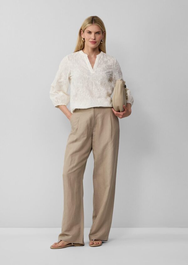 Baumwollbluse mit Stickereien und 3/4-Ärmeln