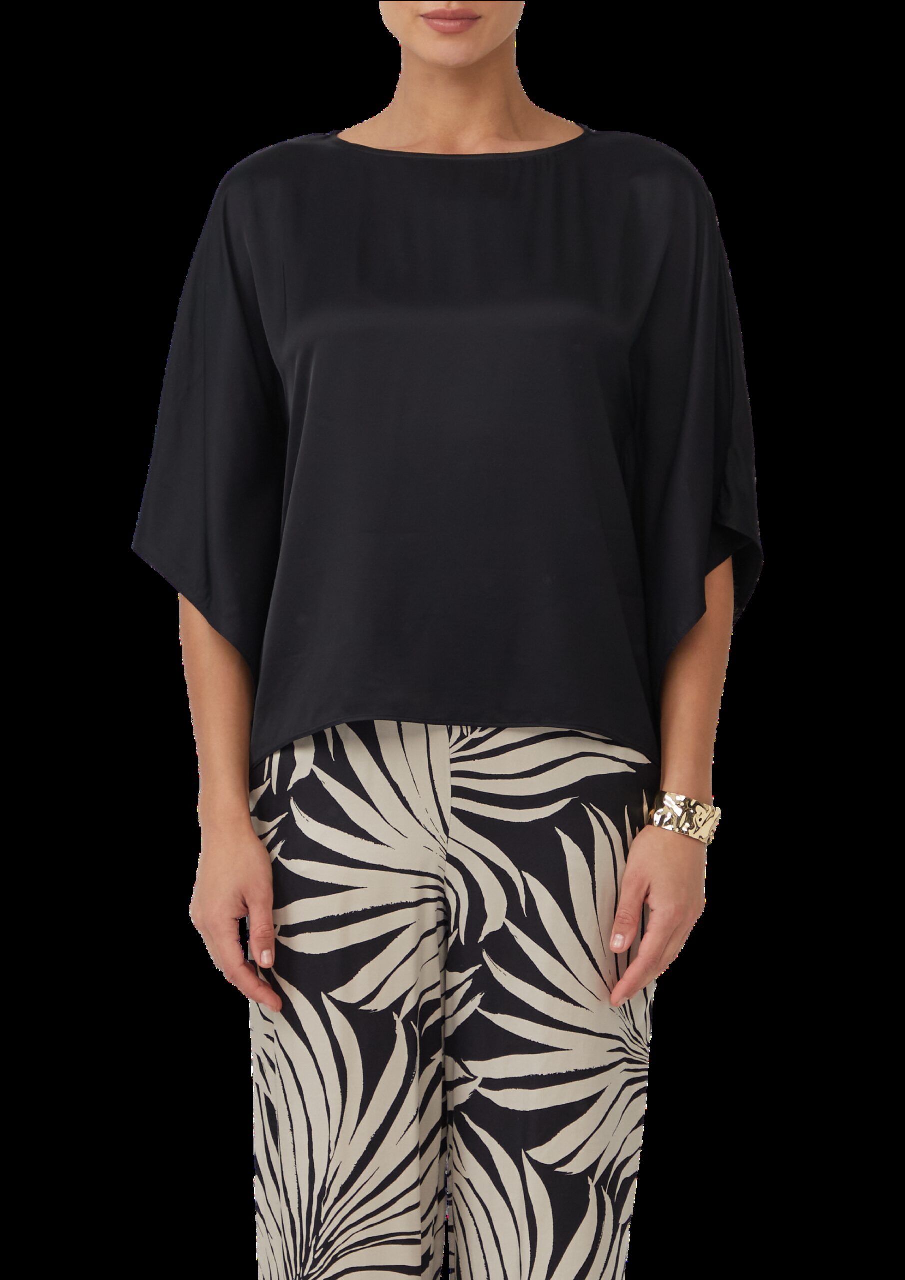 Fließende Poncho-Bluse aus Satin