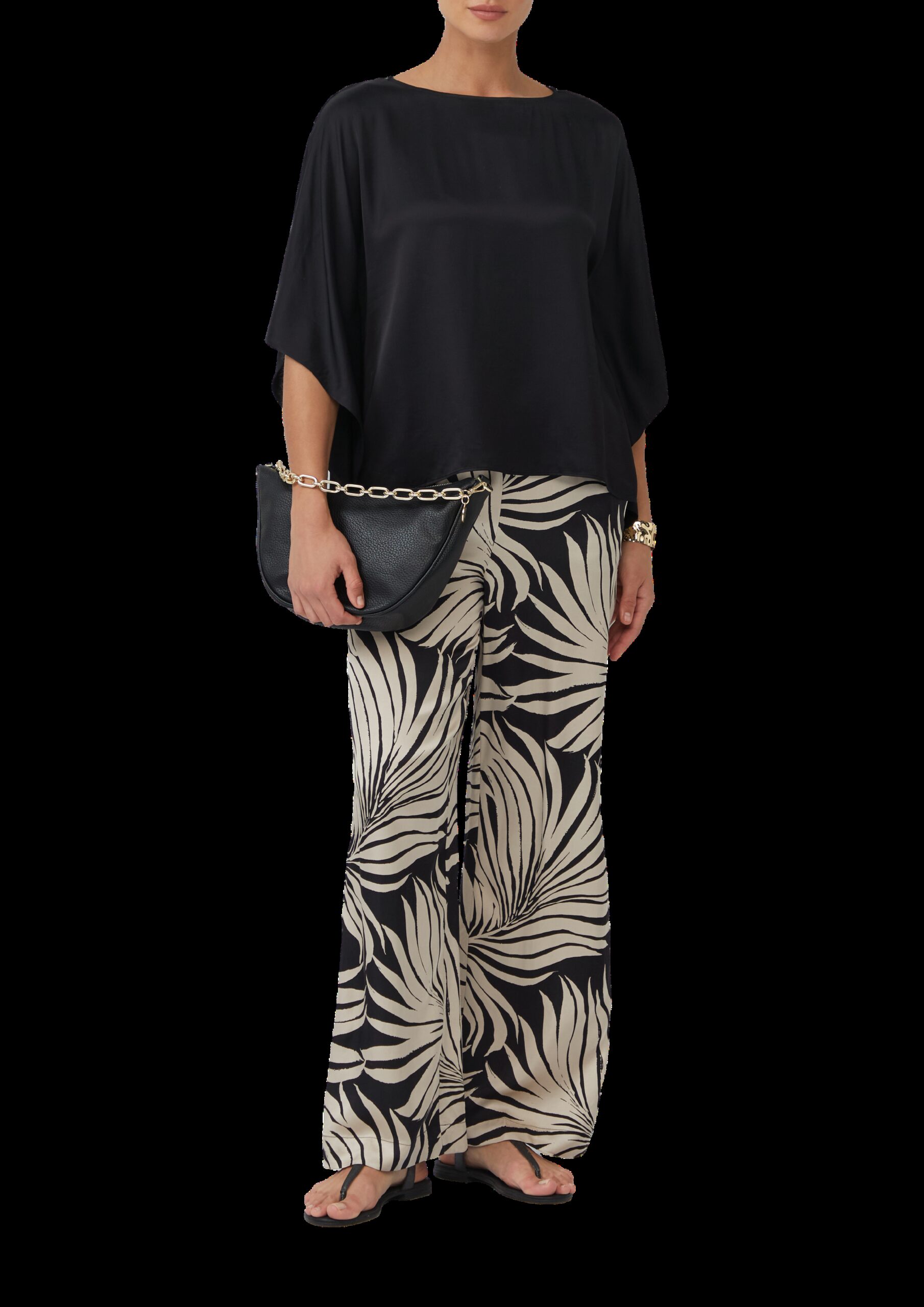 Fließende Poncho-Bluse aus Satin