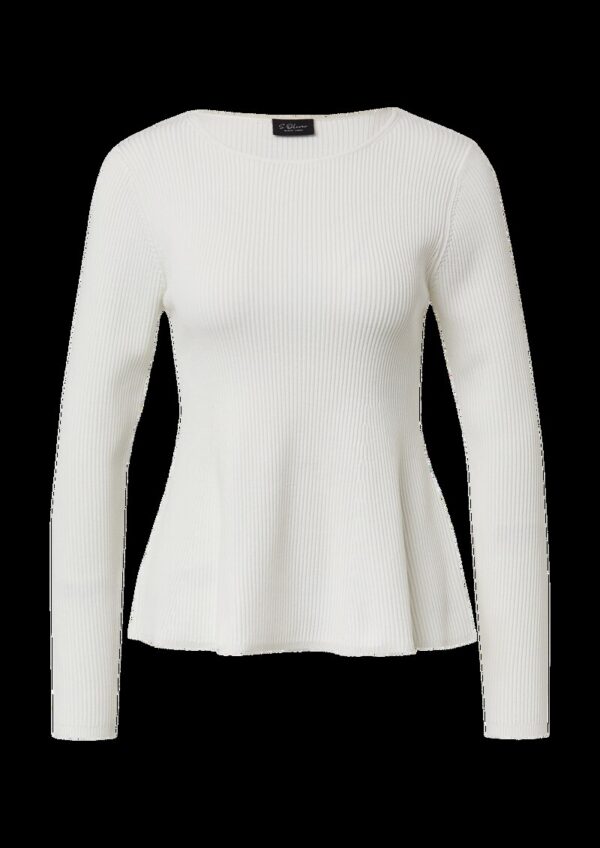 Taillierter Feinstrick-Pullover mit ausgestelltem Saum