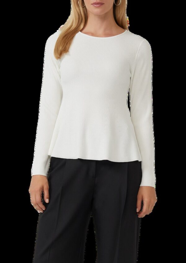 Taillierter Feinstrick-Pullover mit ausgestelltem Saum