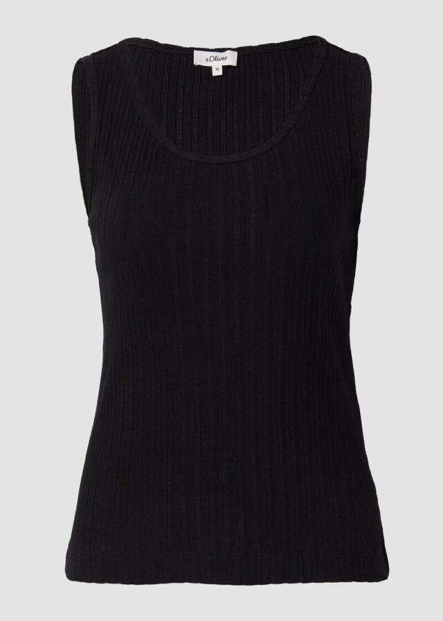 Semitransparentes Slim-Fit-Top aus Ajour-Rippe