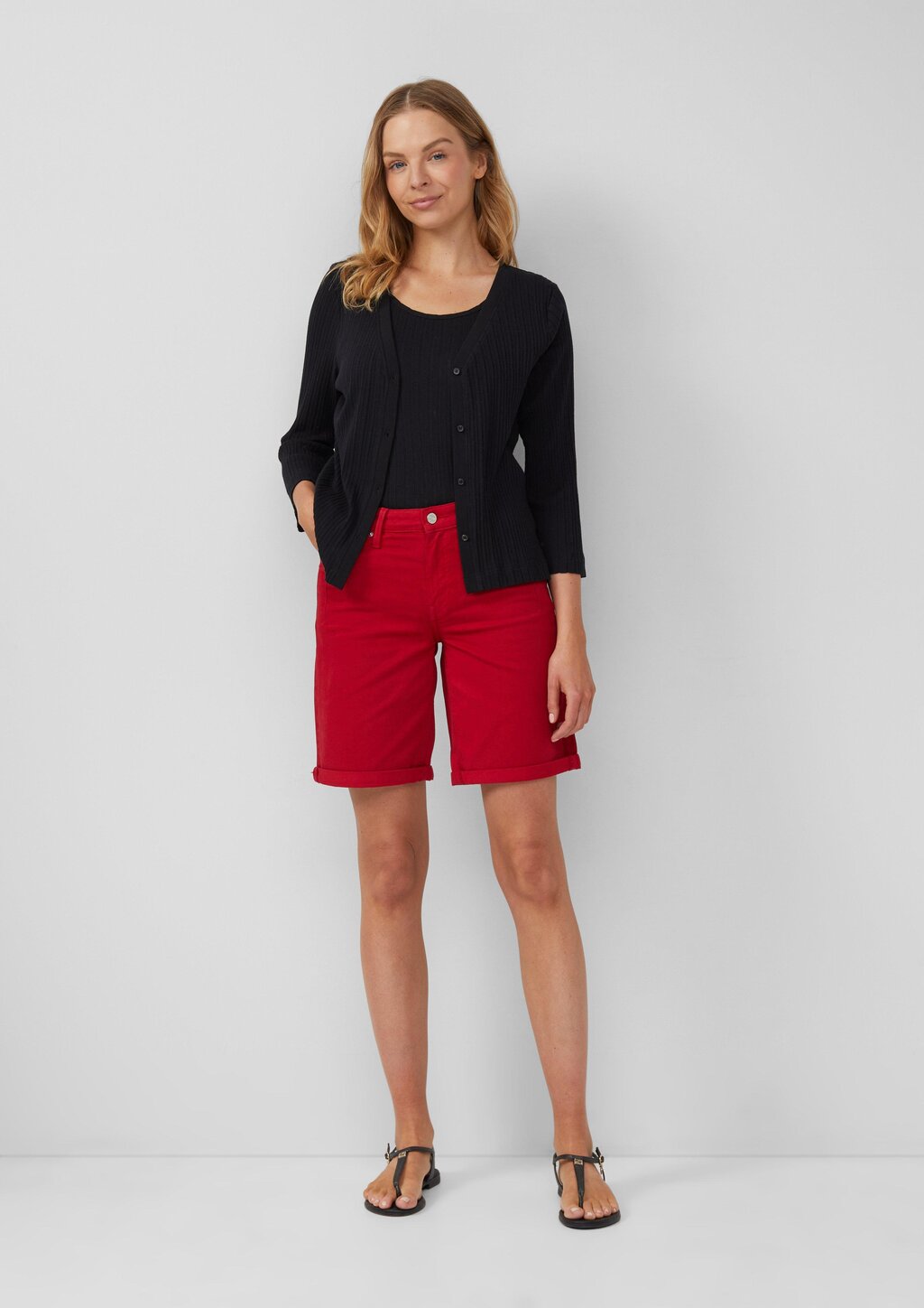 Semitransparentes Slim-Fit-Top aus Ajour-Rippe