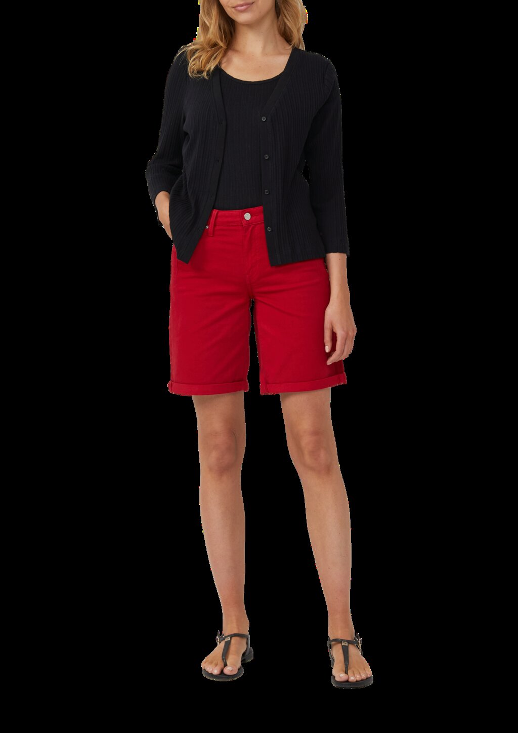 Semitransparentes Slim-Fit-Top aus Ajour-Rippe