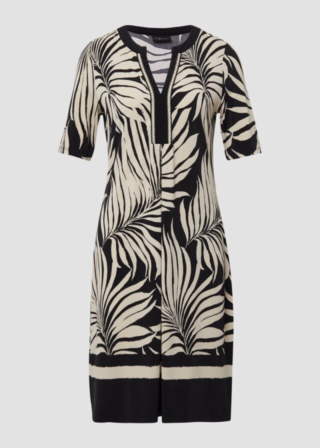 Relaxed-Fit-Kleid mit Tunikaausschnitt und Zierborte