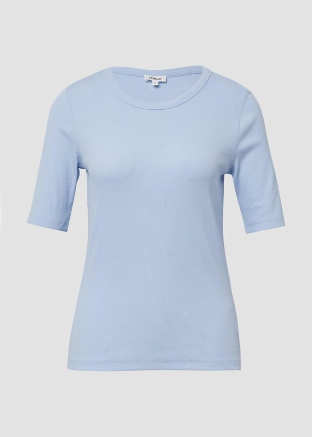 Geripptes T-Shirt im Slim Fit aus Baumwollmix