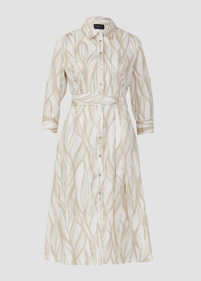 Hemdblusenkleid aus Popeline in Midilänge mit All-over-Print