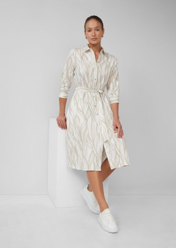 Hemdblusenkleid aus Popeline in Midilänge mit All-over-Print