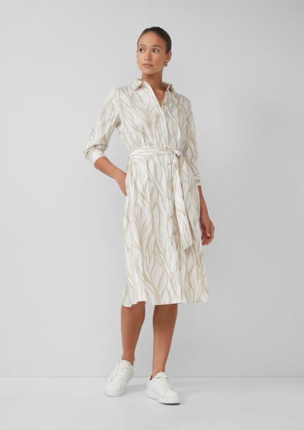 Hemdblusenkleid aus Popeline in Midilänge mit All-over-Print