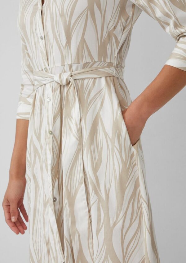 Hemdblusenkleid aus Popeline in Midilänge mit All-over-Print