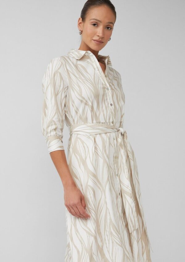 Hemdblusenkleid aus Popeline in Midilänge mit All-over-Print