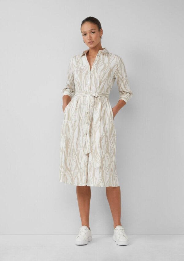 Hemdblusenkleid aus Popeline in Midilänge mit All-over-Print