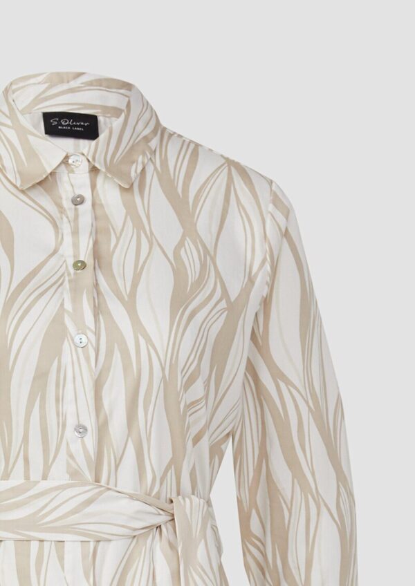 Hemdblusenkleid aus Popeline in Midilänge mit All-over-Print