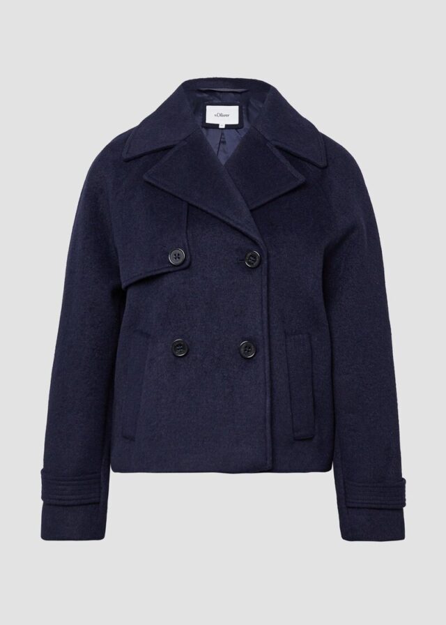 Kurze Cabanjacke aus Wollmix mit Rückenfalte