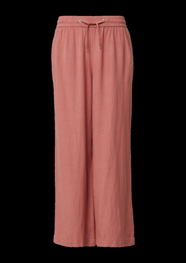 Leinenmixhose mit Gummizug und weitem Bein