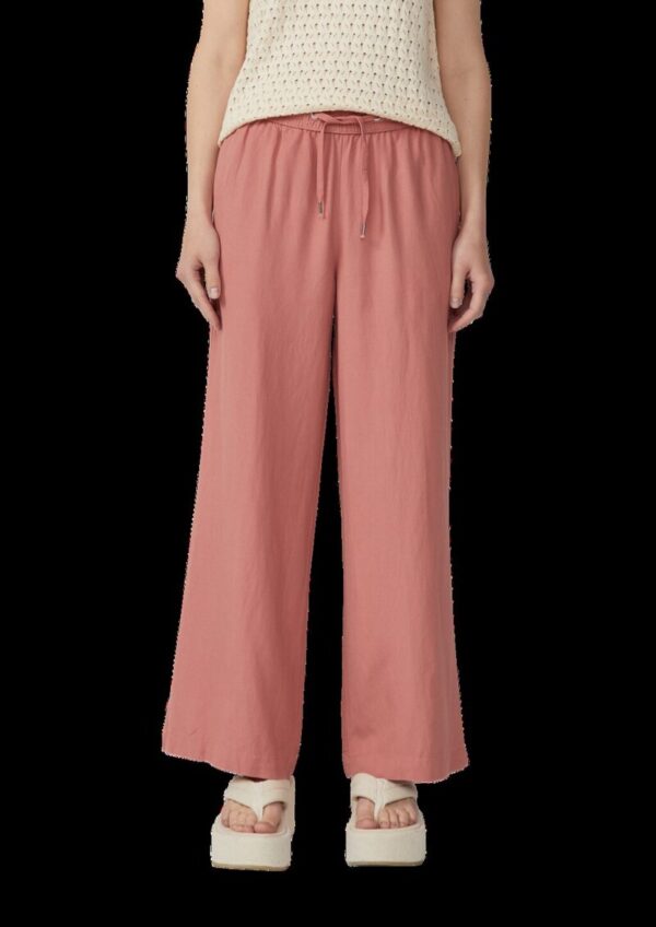 Leinenmixhose mit Gummizug und weitem Bein