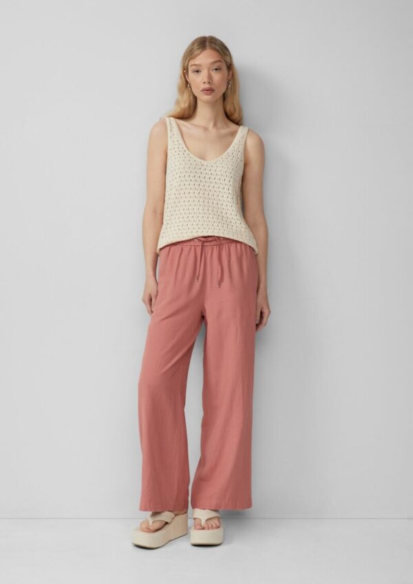 Leinenmixhose mit Gummizug und weitem Bein