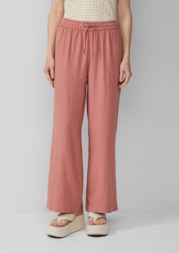 Leinenmixhose mit Gummizug und weitem Bein