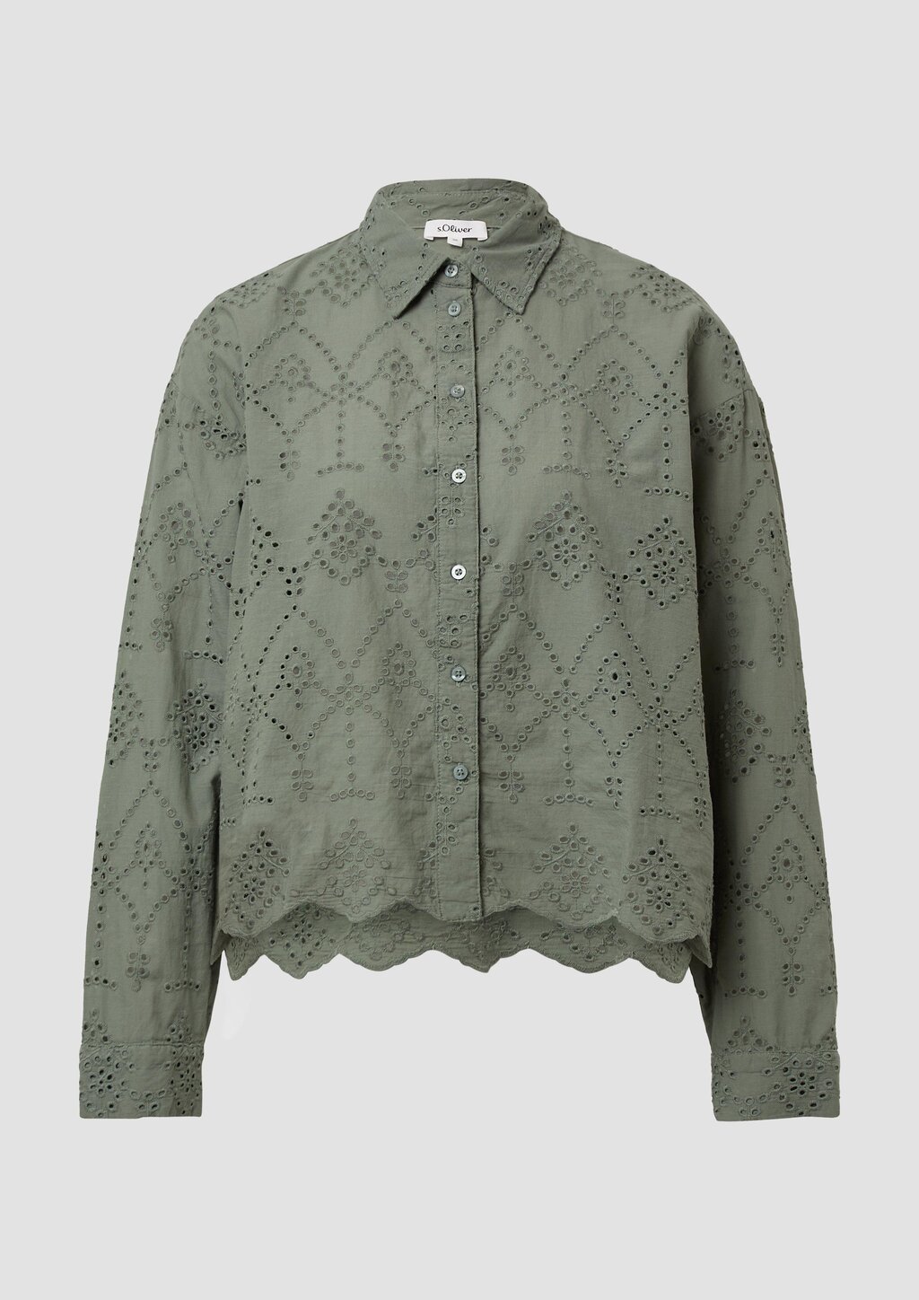 Verkürzte Bluse mit Lochstickerei