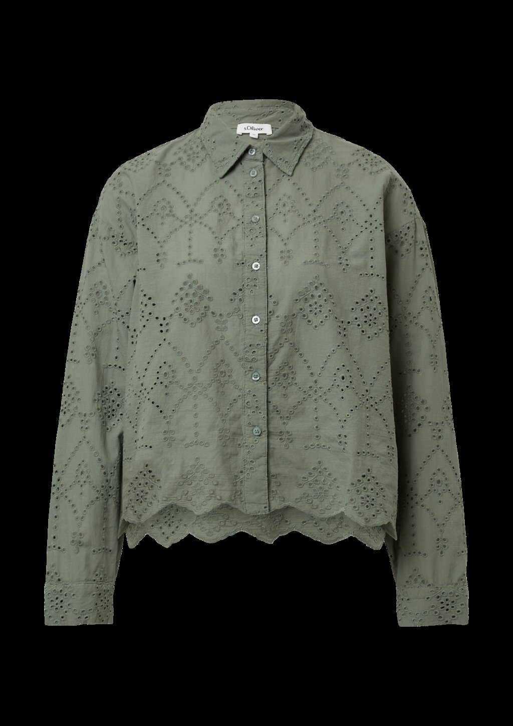 Verkürzte Bluse mit Lochstickerei