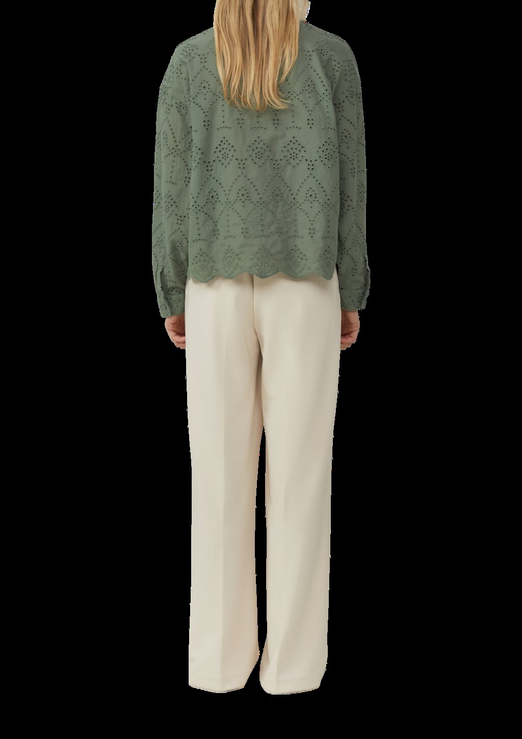 Verkürzte Bluse mit Lochstickerei