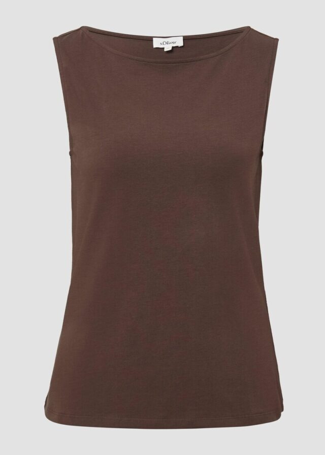 Top aus Baumwollmix mit U-Boot-Ausschnitt