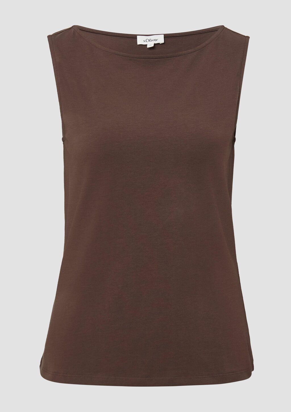 Top aus Baumwollmix mit U-Boot-Ausschnitt