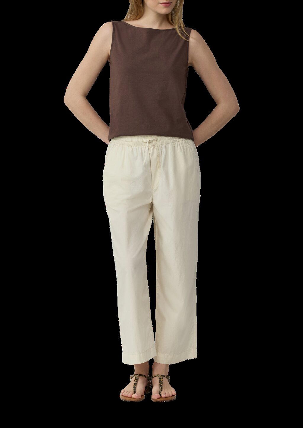 Top aus Baumwollmix mit U-Boot-Ausschnitt