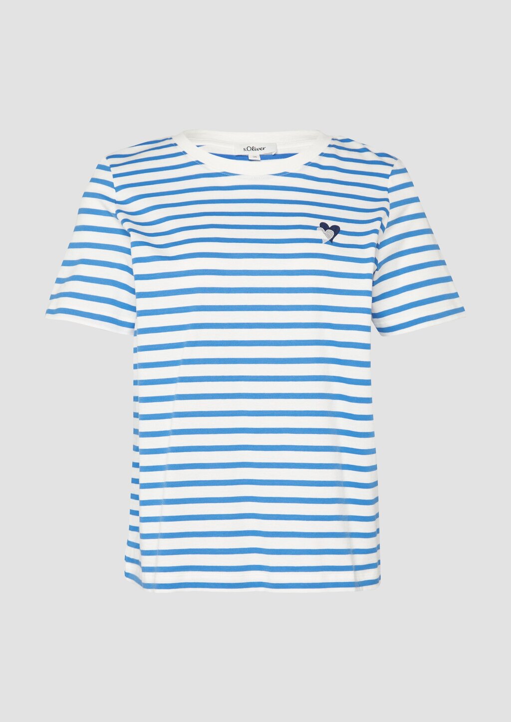 Gestreiftes T-Shirt im Relaxed Fit mit Herz-Stickerei