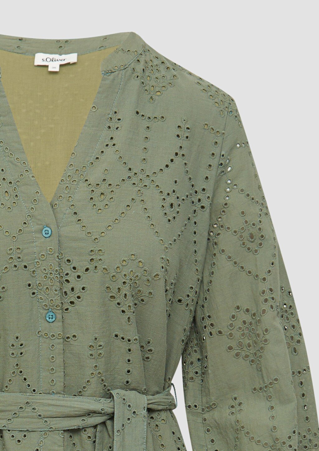 Kleid in A-Shape mit Lochstickerei und Eingrifftaschen