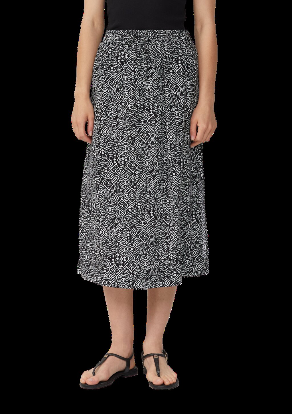 Midi-Rock aus Viskose mit Eingrifftaschen und Tunnelzug