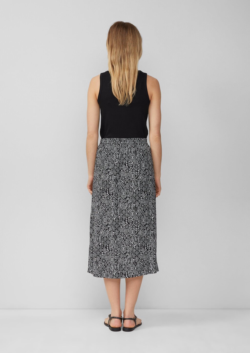 Midi-Rock aus Viskose mit Eingrifftaschen und Tunnelzug