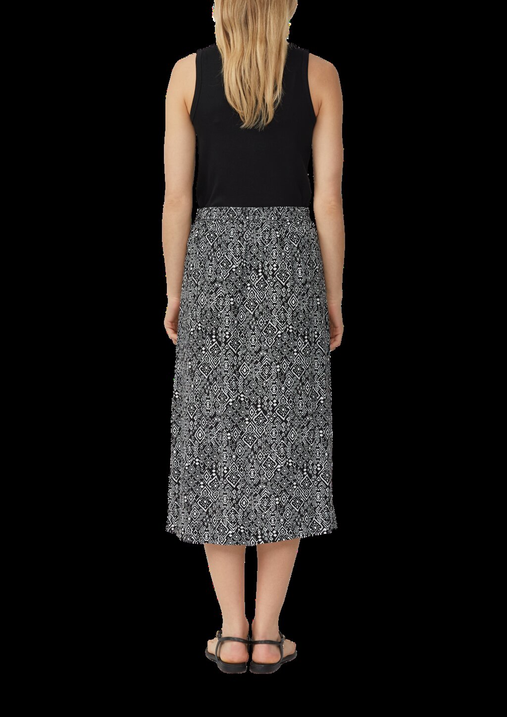 Midi-Rock aus Viskose mit Eingrifftaschen und Tunnelzug